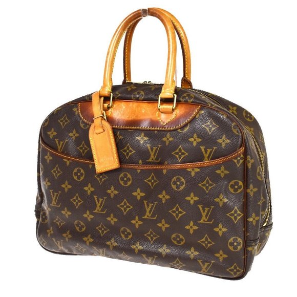 LOUIS VUITTON LV Logo Deauville Hand Bag Monogram Leather Brown - Picture 1 of 16